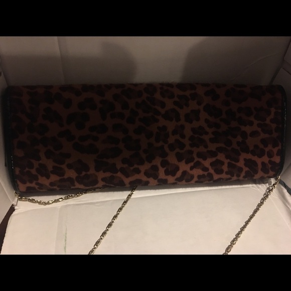 Party Clutch, Leopard Print, Brown & Black gold chain, clutch apt 9 - Picture 5 of 5